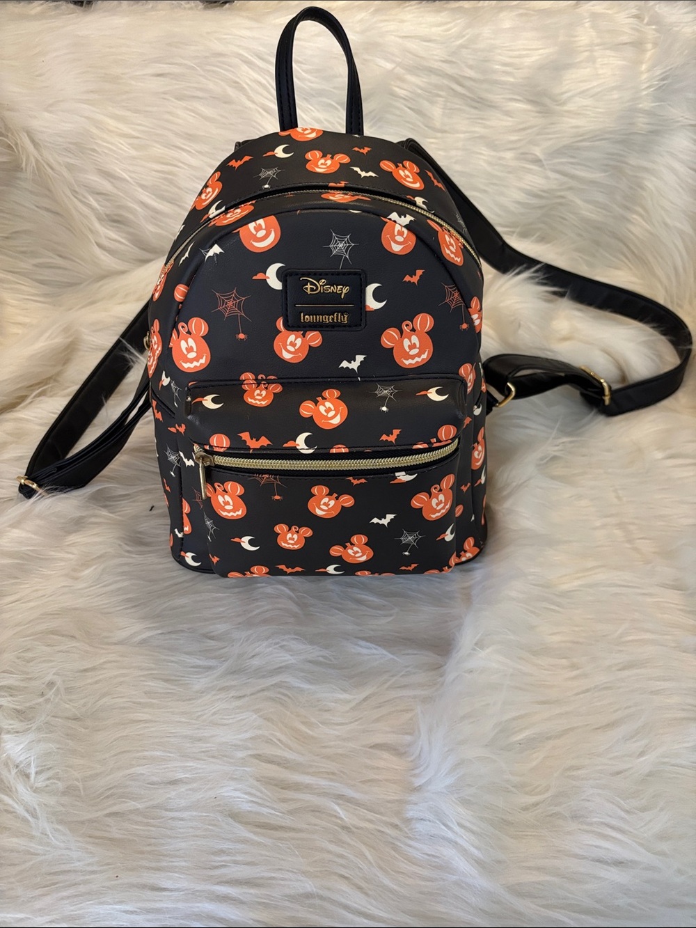 Loungefly Black & Orange Mickey Pumpkin Halloween Mini Backpack NWOT